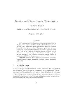 Decision and Choice: Luce`s Choice Axiom