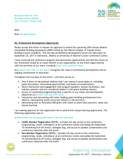 Making the Case Letter - Alberta Sustainable Building Symposium