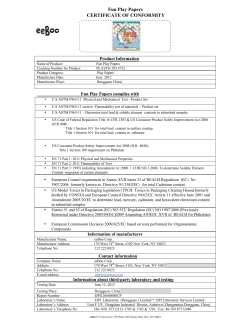 CERTIFICATE OF CONFORMITY CERTIFICATE OF
