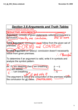 Section 3.6:Arguments and Truth Tables