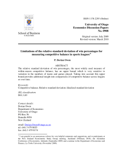 University of Otago Economics Discussion Papers No. 0908