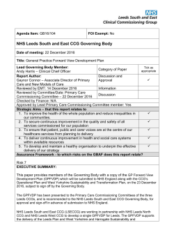 General Practice Forward View Development Plan - Leeds