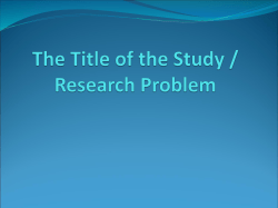 Elements of a Research Problem