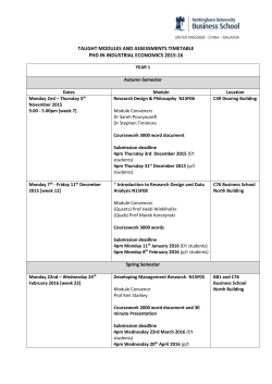 PhD Industrial economics taught module timetable