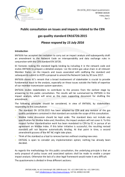 Public consultation questionnaire CEN standard