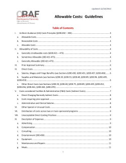 Allowable Costs: Guidelines