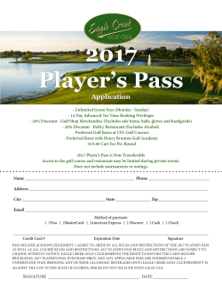 2017 Player`s Pass - Eagle Creek Golf Club