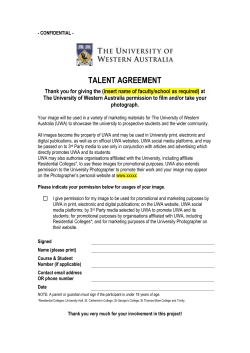 Talent Release Form - UWA Staff - The University of Western Australia