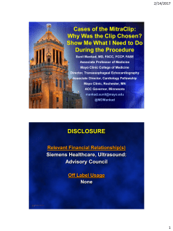 Cases of the MitraClip: Why Was the Clip Chosen? Show Me What I