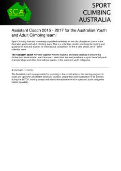 Assistant Coach outline - Sport Climbing Australia