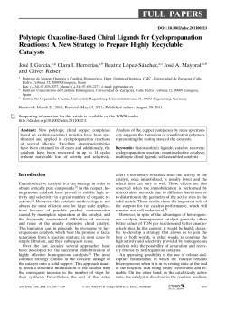 Polytopic OxazolineBased Chiral Ligands for