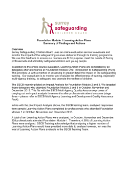 Foundation Module 1 Learning Action Plans Summary of Findings