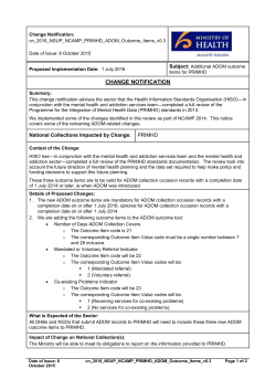 Change Notification cn 2016 NCAMP PRIMHD ADOM Outcome