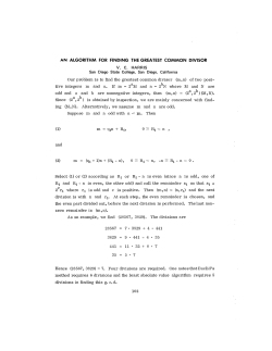 AN ALGORITHM FOR FINDING THE GREATEST COMMON DIVISOR