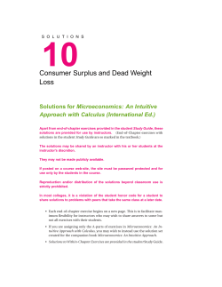 Consumer Surplus and Dead Weight Loss