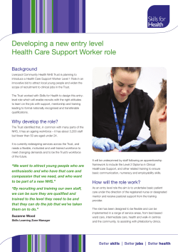 Developing a new entry level Health Care Support