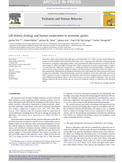 Life history strategy and human cooperation in economic games
