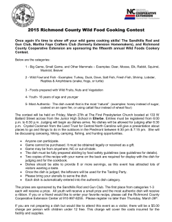 2015 Richmond County Wild Food Cooking Contest Once again it`s