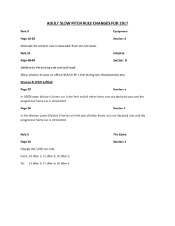 ADULT SLOW PITCH RULE CHANGES FOR 2017