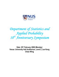 Department of Statistics and Applied Probability 10 Anniversary