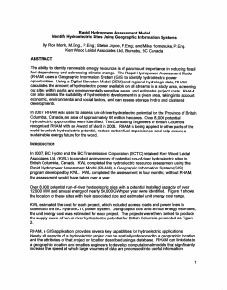 Rapid Hydropower Assessment Model Identify