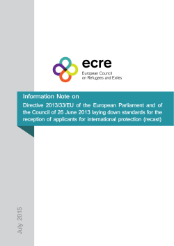 Information Note on the Reception Conditions Directive