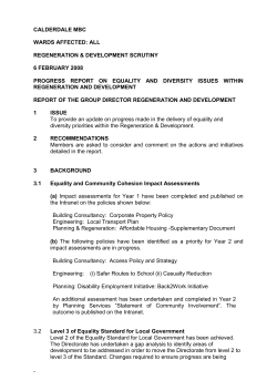 PROGRESS REPORT ON EQUALITY AND