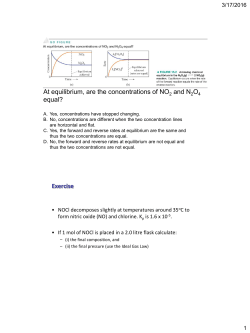At equilibrium, are the concentrations of NO2 and N2O4 equal