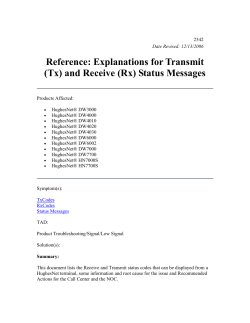 Explanations for Transmit (Tx) and Receive (Rx) Status Messages