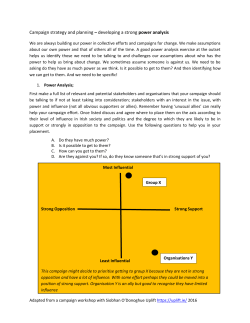 Campaign strategy and planning &ndash; developing a strong power