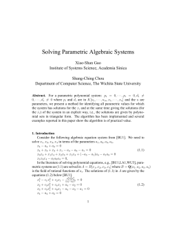 Solving Parametric Algebraic Systems