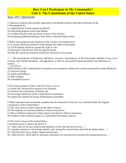 How Can I Participate in My Community? Unit 2: The Constitution of