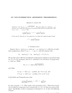 ON NON-INTERSECTING ARITHMETIC PROGRESSIONS ERnEst