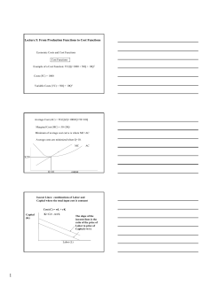 Lecture 5: From Production Functions to Cost Functions