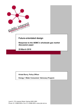 Future-orientated design. Response to the AEMC`s wholesale gas