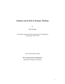 Intuition and its Role in Strategic Thinking