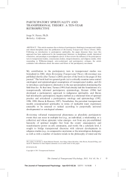 participatory spirituality and transpersonal theory