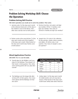 Problem Solving Workshop Skill: Choose the Operation