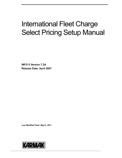 International Fleet Charge Select Pricing Setup Manual