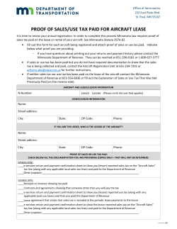 proof of sales/use tax paid for aircraft lease