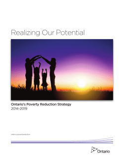 Ontario`s Poverty Reduction Strategy: 2014-2019