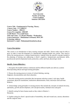 Course Syllabus Isra University Faculty of Nursing Course Syllabus