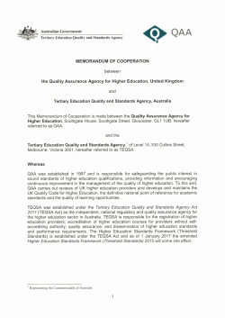Memorandum of Cooperation with TEQSA