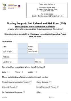 Floating Support S2 Self Referral and Risk Form April 2016
