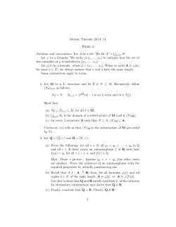 Model Theory 2013&ndash;14 Week 2 Notation and conventions. Let A be