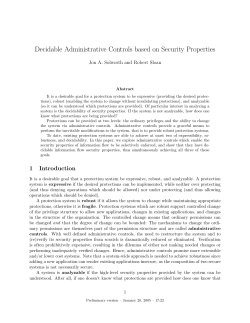 Decidable Administrative Controls based on Security Properties