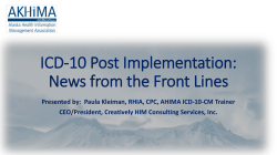 ICD-10 Post Implementation - Alaska Health Information