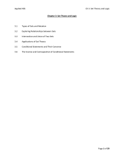 Applied 40SCh 3: Set Theory and Logic Chapter 3: Set Theory and
