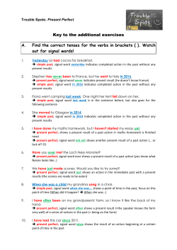 Key to the additional exercises A. Find the correct tenses for the
