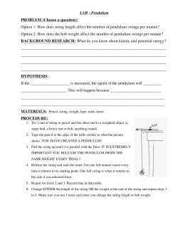 LAB - Pendulum PROBLEM (Choose a question): Option 1: How